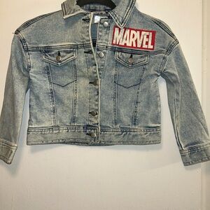 Marvel Gray Jean Jacket with Logo Patch